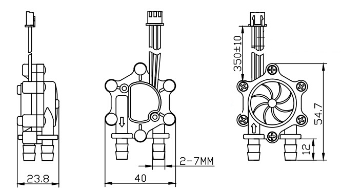 GE-301E Water Flow Sensor with Barbed Fitting