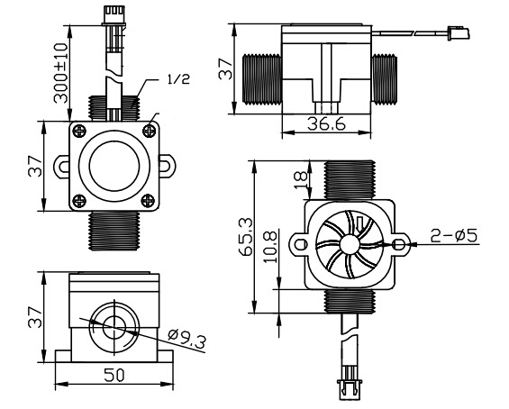 GE-303F水流量传感器-塑料材质4分外螺纹