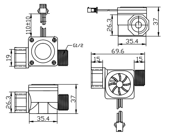 GE-303H水流量传感器-塑料材质4分外螺纹