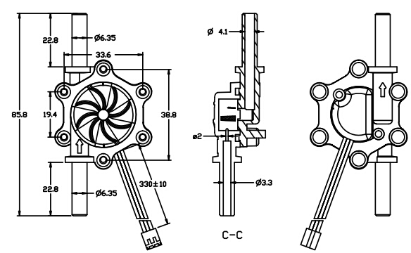 GE-301H Water Flow Sensor 1/4